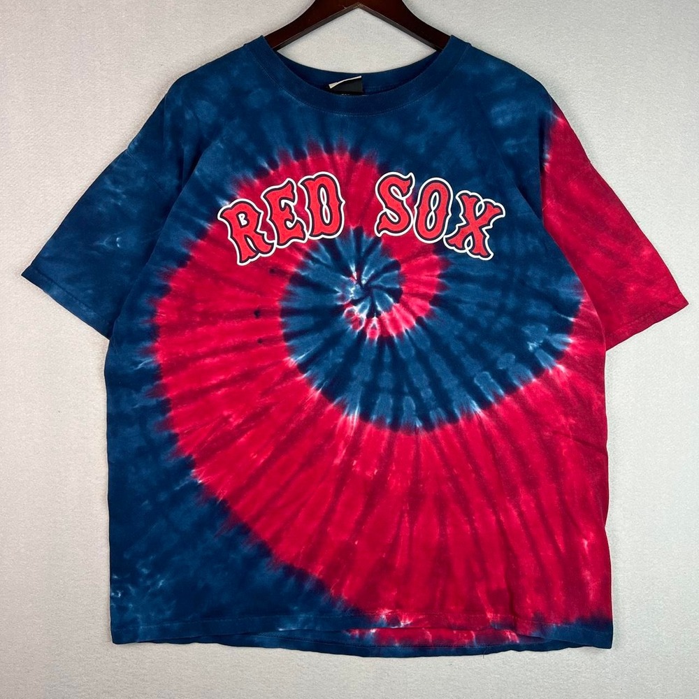 Boston Red Sox MLB Baseball Spiral Liquid Blue Tie Dye Tee Shirt XL